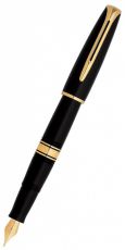 Ручка перьевая WATERMAN Charleston 13001 F (S0700980) Black GT (F) чернила: синий перо золото 18K позолота 23К