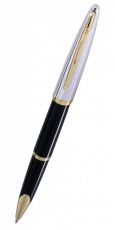 Ручка роллер WATERMAN Carene De Luxe (S0699980) Black Silver GT (F) чернила: черный латунь позолота 23К и посеребрение с гравировкой